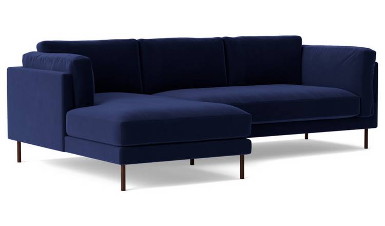 Swoon Munich Velvet Left Hand Corner Sofa - Ink Blue