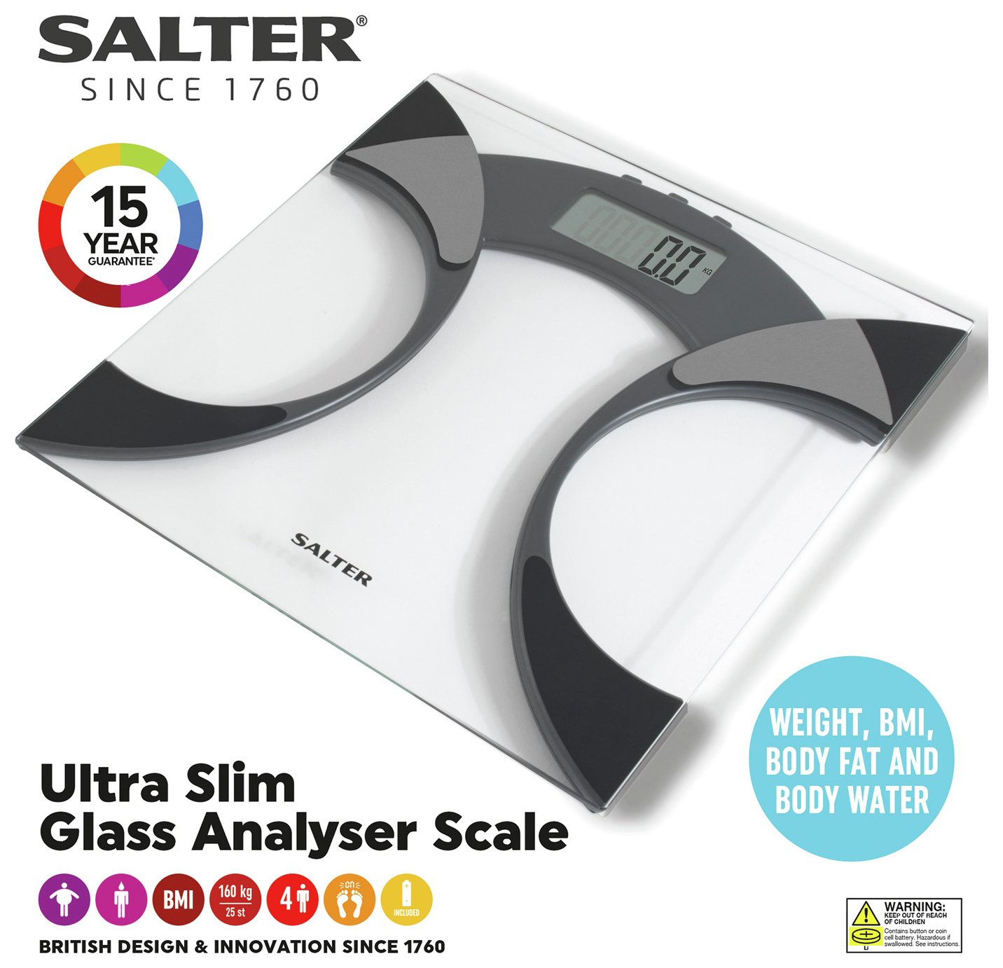 Salter Glass Analyser Scale - Black