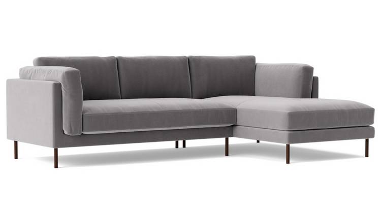 Swoon Munich Velvet Right Hand Corner Sofa - Silver Grey