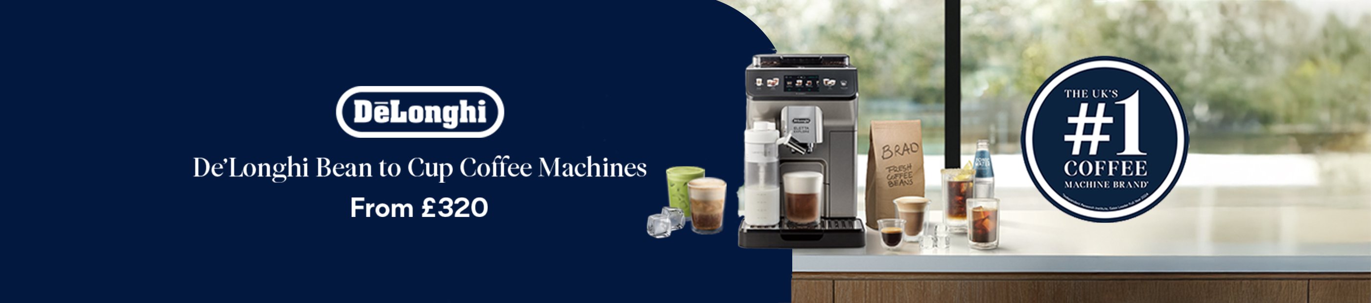 De'Longhi bean to cup coffee machines from £320.