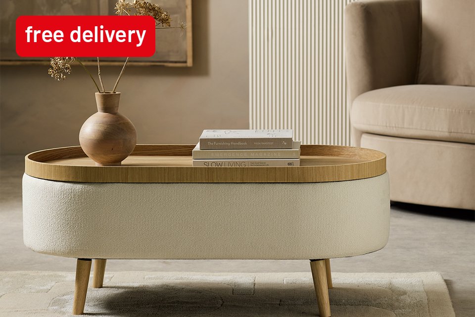 Free delivery on selected furniture. Includes dining room furniture, bedroom and more.