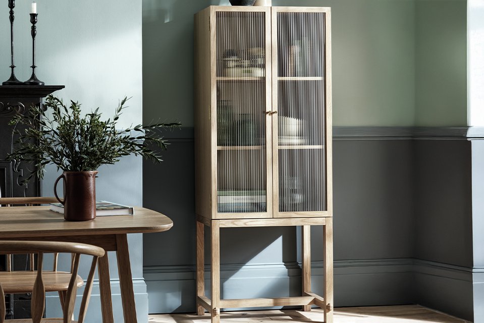 Habitat x Morris & Co. Canterbury Oak Veneer Display Cabinet.
