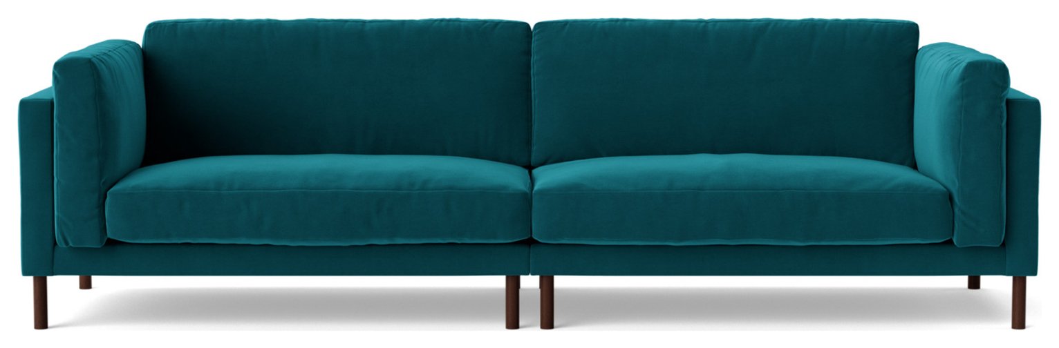Swoon Munich Velvet 4 Seater Sofa- Kingfisher Blue