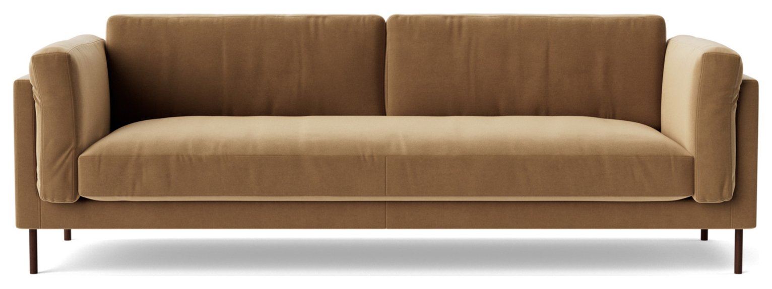 Swoon Munich Velvet 3 Seater Sofa - Biscuit