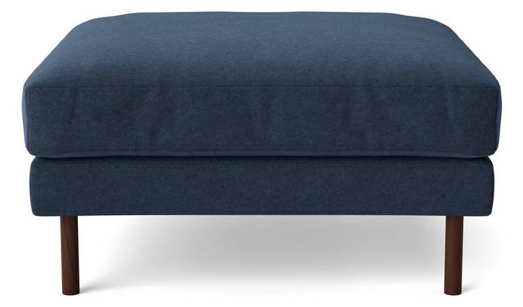 Swoon Munich Wool Ottoman Footstool - Indigo Blue