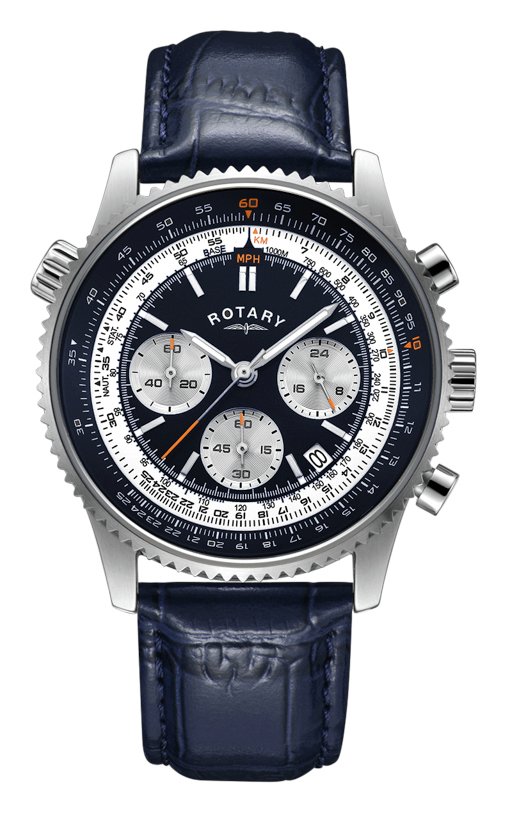 Rotary Men's Blue Leather Strap Chronograph Watch