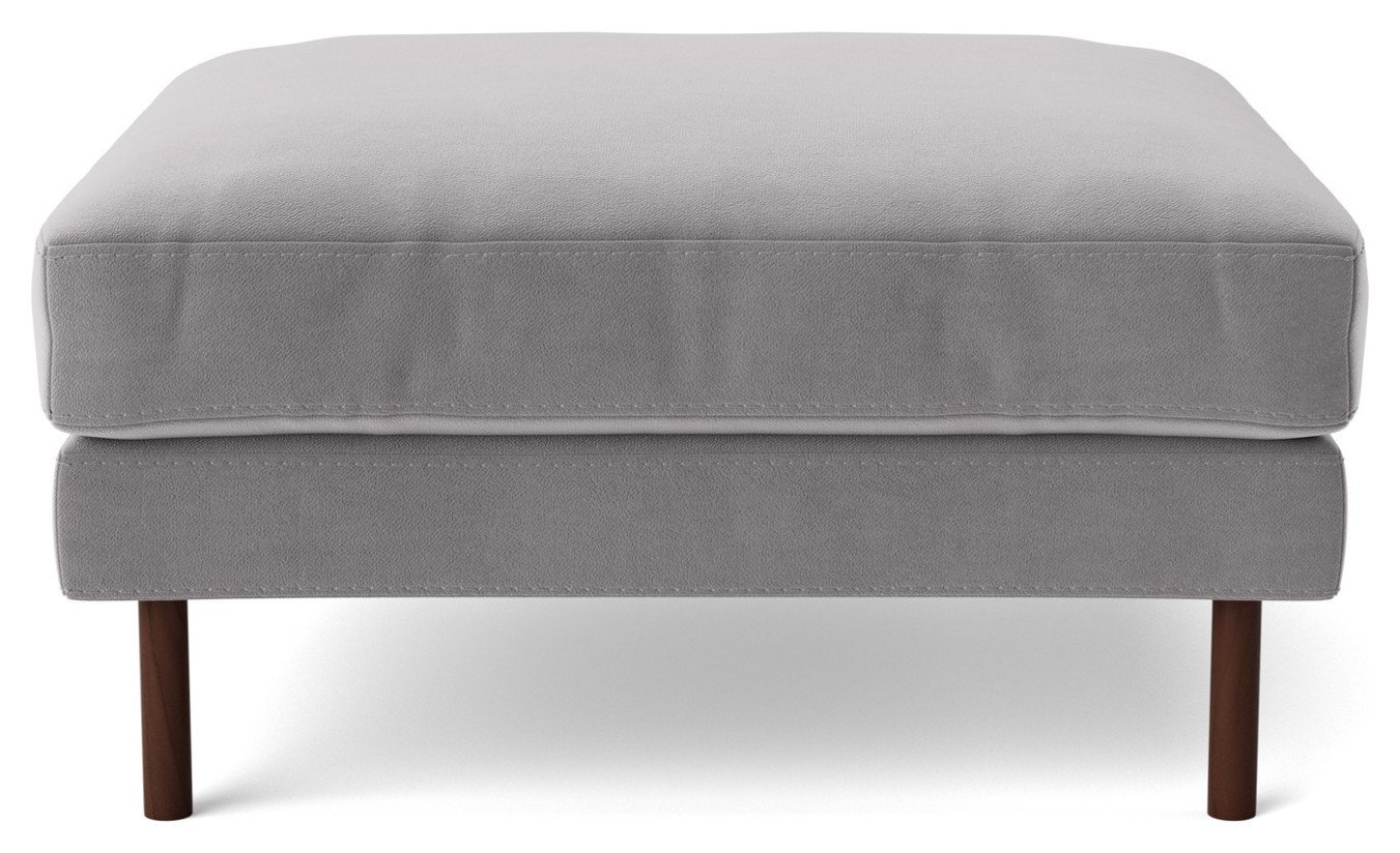 Swoon Munich Velvet Ottoman Footstool - Silver Grey