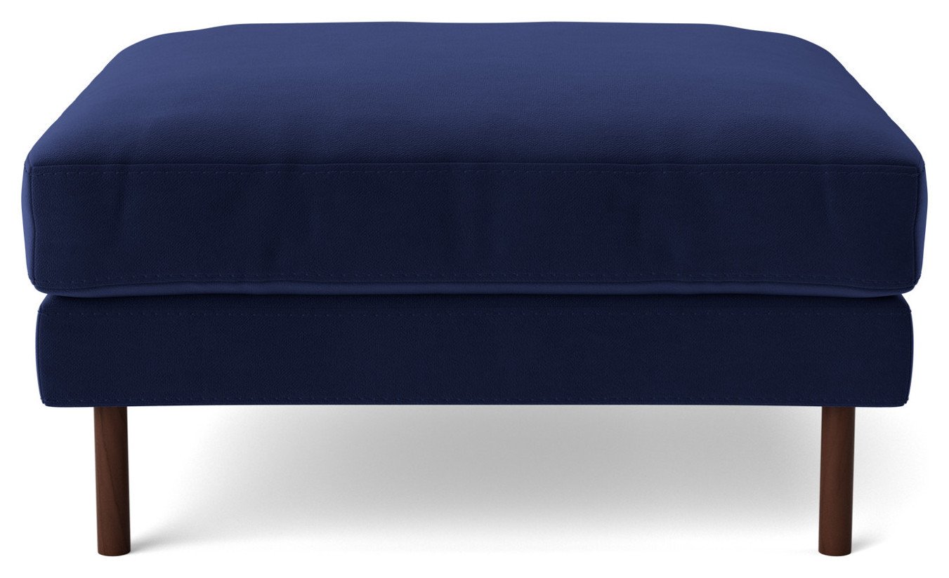 Swoon Munich Velvet Ottoman Footstool - Ink Blue