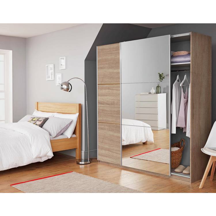 Habitat Holsted Large Mirror Sliding Wardrobe - Soft Grey 0