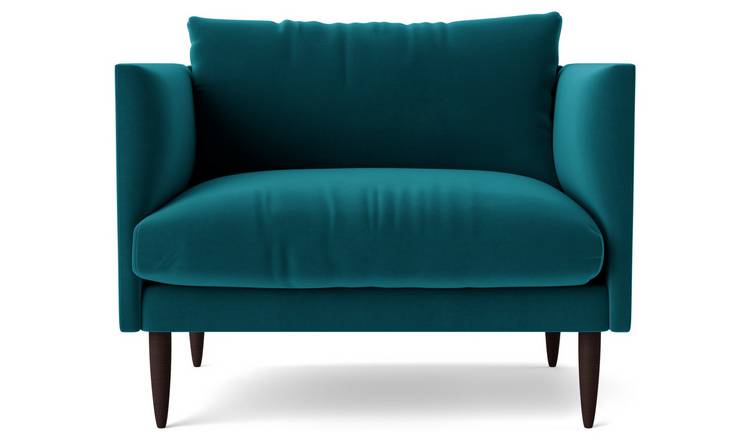 Blue velvet cuddle chair hot sale