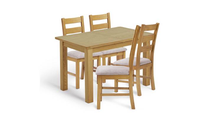 Argos Home Ashwell Ext Oak Dining Table & 4 Grey Chairs