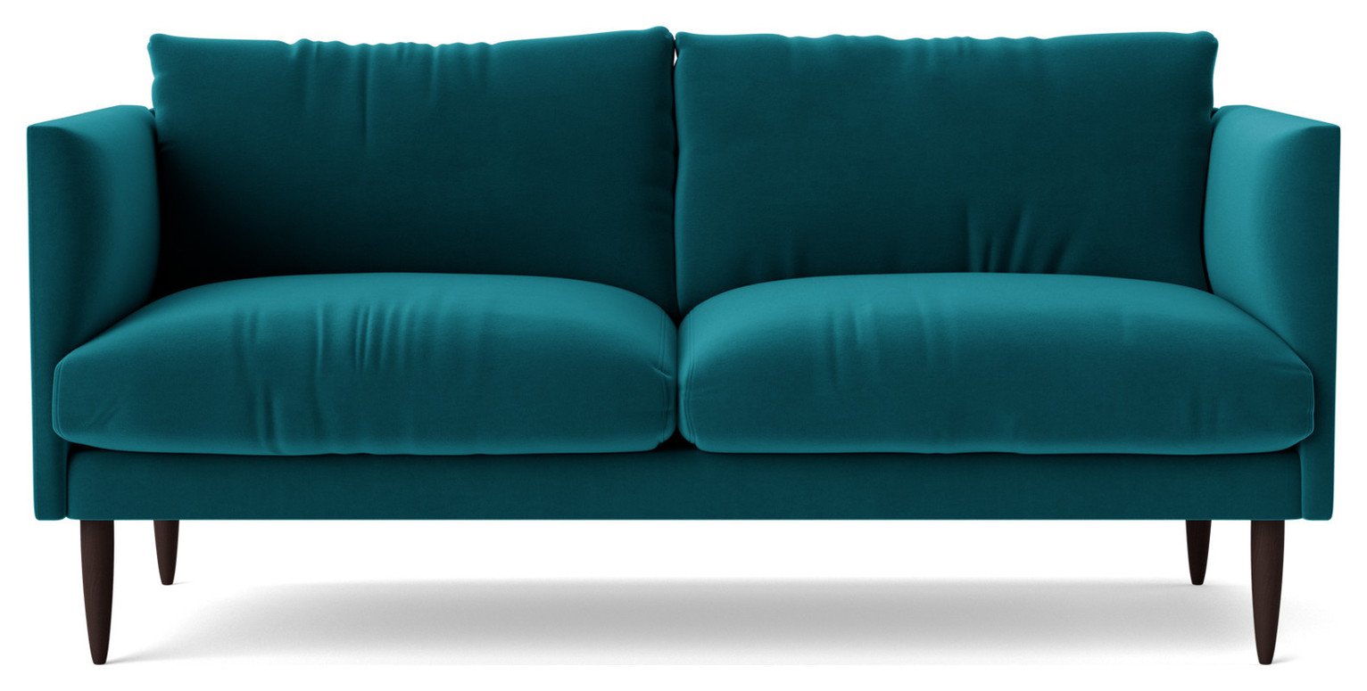 Swoon Luna Velvet 2 Seater Sofa- Kingfisher Blue