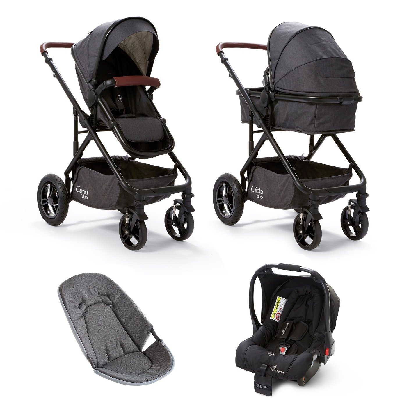 Baby Elegance Cupla Duo Travel System - Charcoal