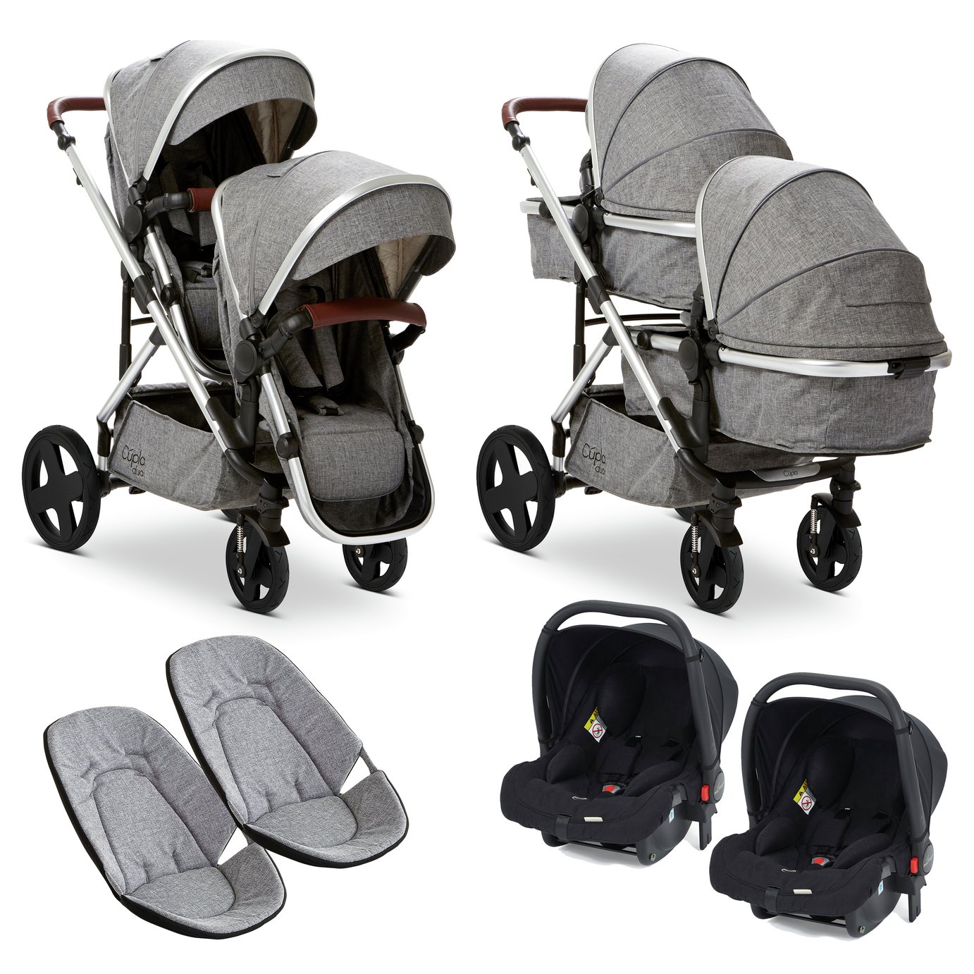 Baby Elegance Culpa Twin Travel System - Grey