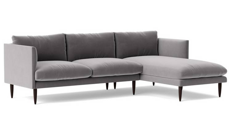 Swoon Luna Velvet Right Hand Corner Sofa - Silver Grey