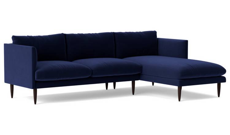 Swoon Luna Velvet Right Hand Corner Sofa - Ink Blue