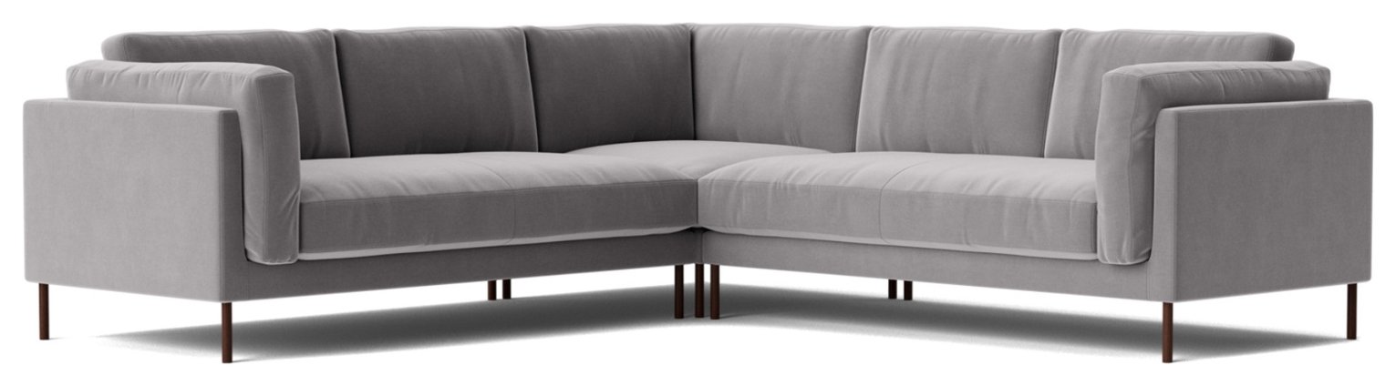 Swoon Munich Velvet 5 Seater Corner Sofa - Silver Grey