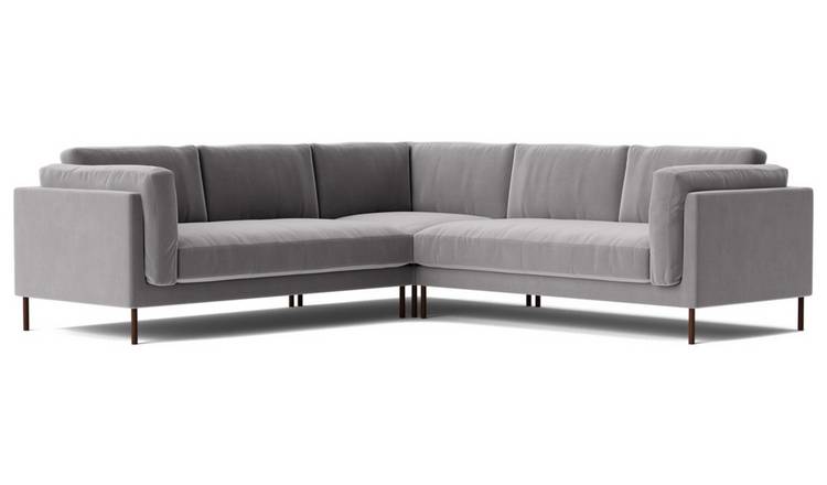 Buy Swoon Munich Velvet 5 Seater Corner Sofa Silver Grey Sofas Argos