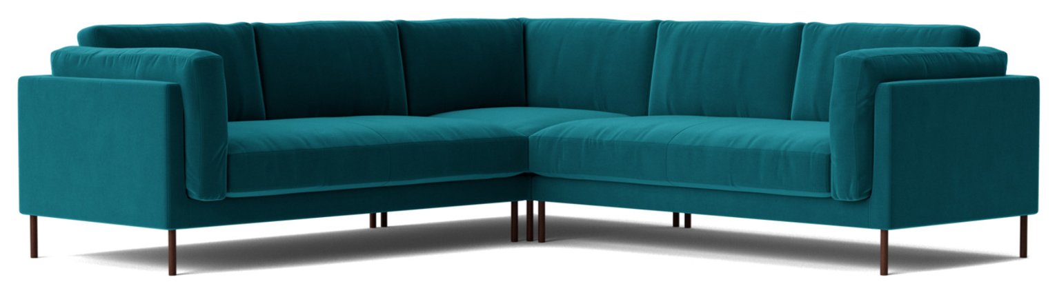 Swoon Munich Velvet 5 Seater Corner Sofa - Kingfisher Blue
