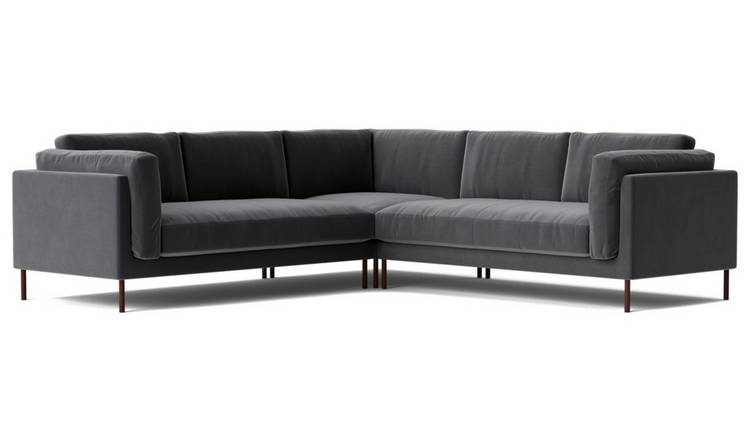 Swoon Munich Velvet 5 Seater Corner Sofa - Granite Grey
