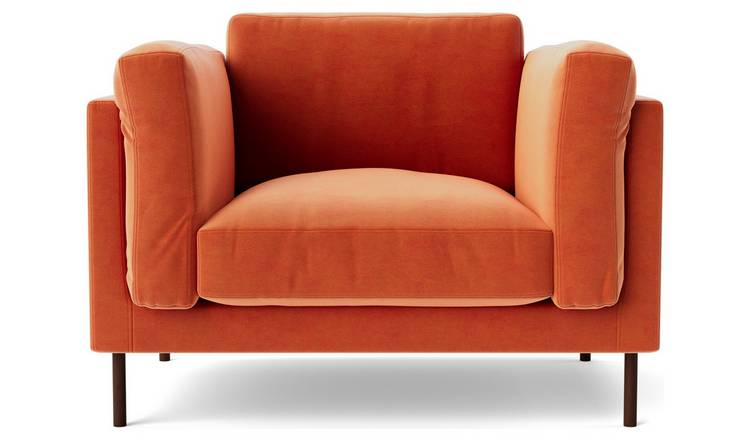 Velvet shop orange armchair