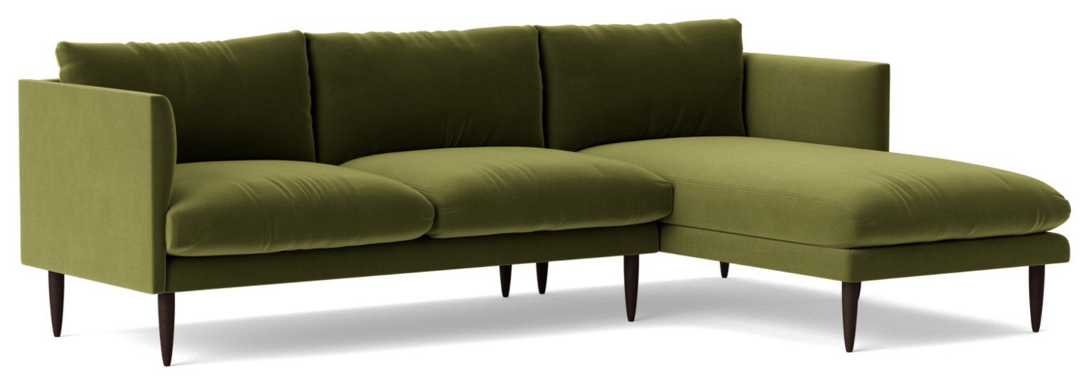Swoon Luna Velvet Right Hand Corner Sofa - Fern Green