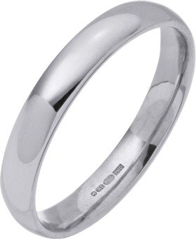 Revere 9ct White Gold Court Shape Wedding Ring - 3mm