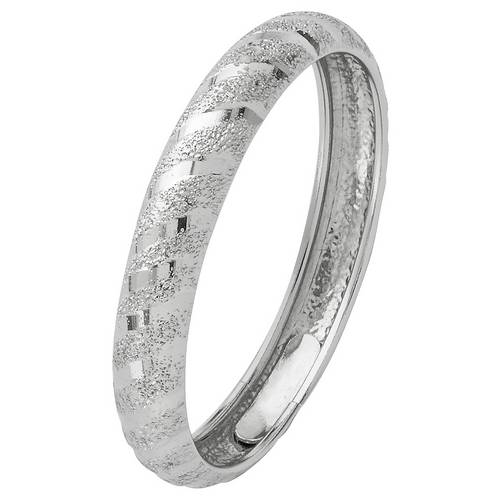 Buy Revere 9ct White Gold Diamond Cut & Satin Wedding Ring 3mm