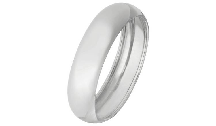 Buy Revere 9ct White  Gold  Rolled Edge D Shape Wedding  Ring  