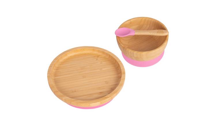 Tiny Dining Children's Bamboo Suction Round Dinner Set - Pink