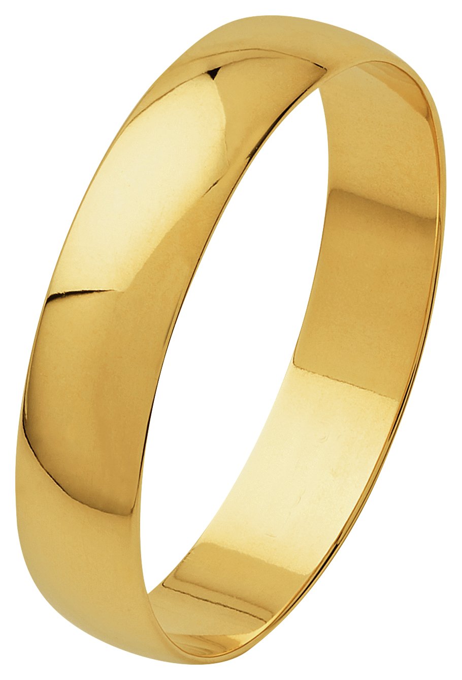 Revere 9ct Yellow Gold Plain D-Shape Wedding Ring - 4mm