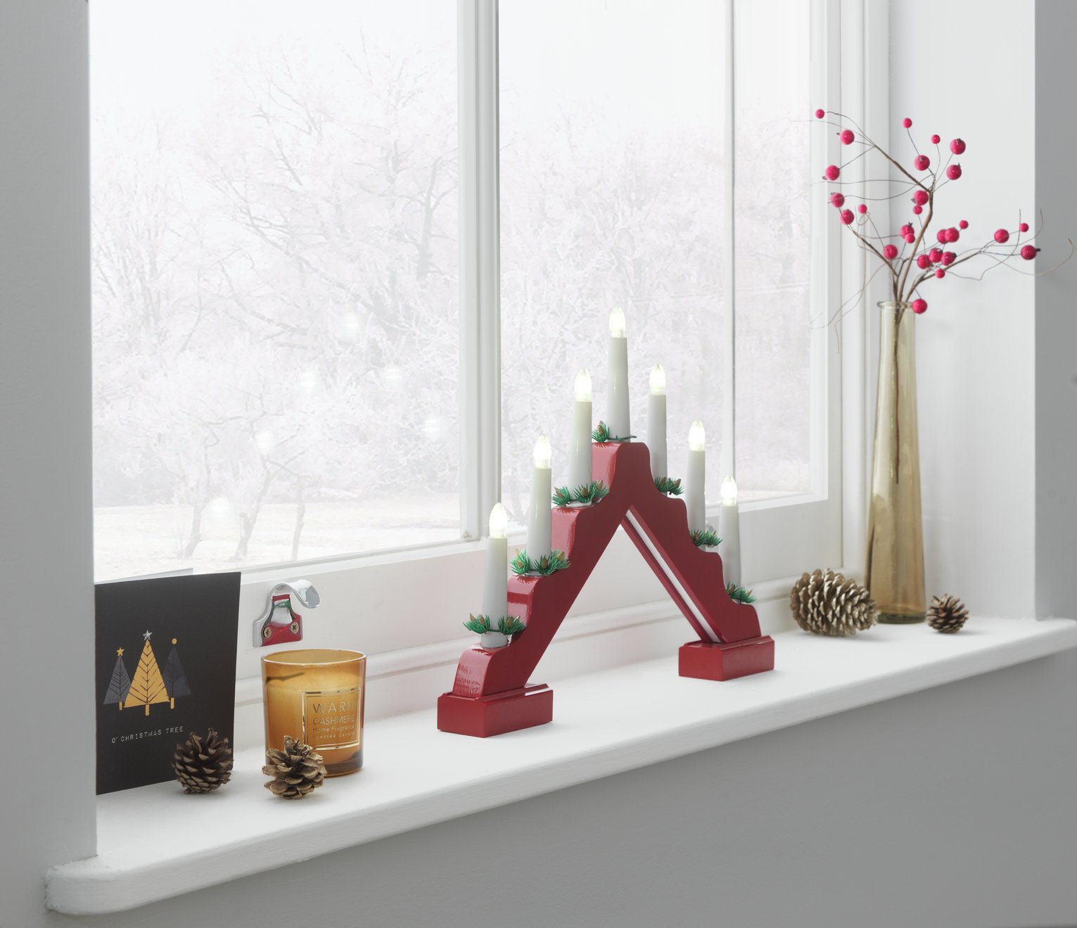 Argos Home Candle Arch Christmas Light - Red