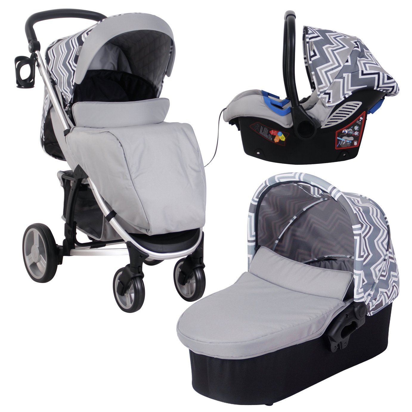 My Babiie Sam Faiers MB200 Travel System - Charcoal Chevron