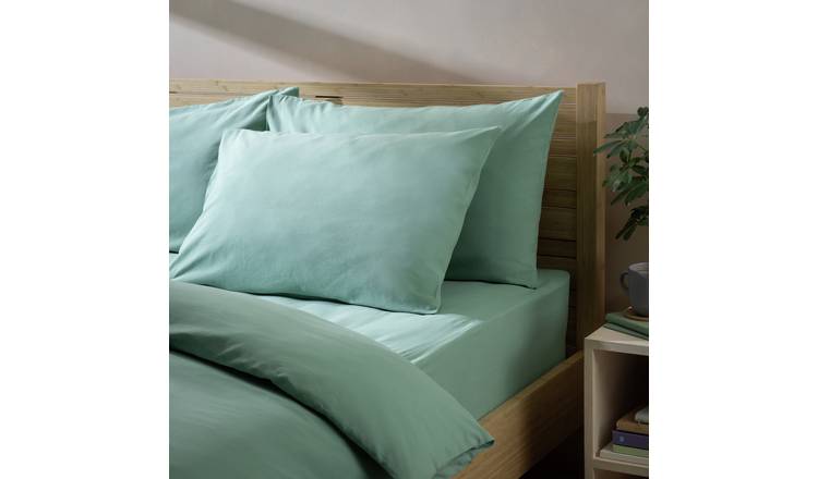 Habitat Washed Cotton Standard Pillowcase Pair - Pistachio