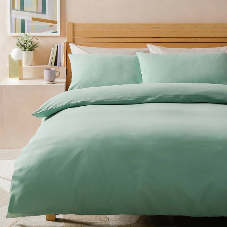 Habitat Washed Cotton Pistachio Bedding Set - Superking 0