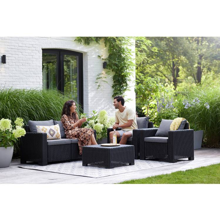 Keter California 4 Seater Garden Sofa Set - Graphite 0