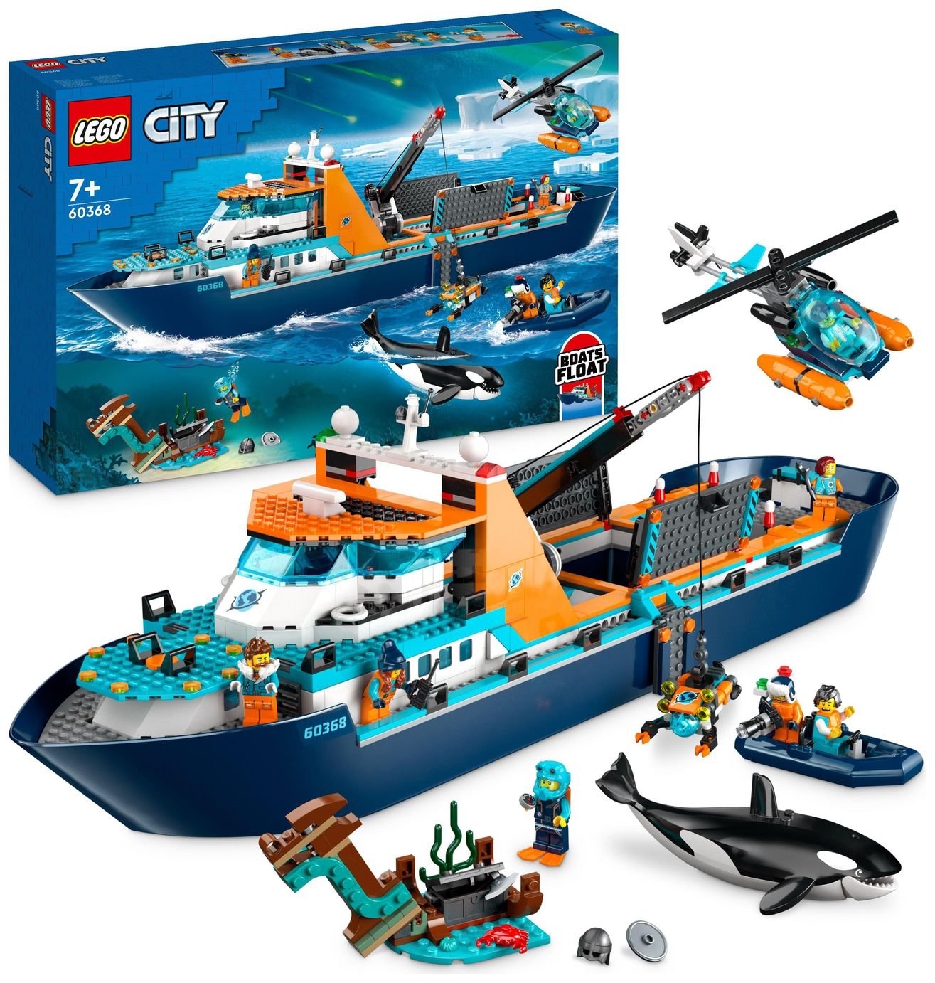 LEGO City Arctic Explorer Ship, Big Floating Boat Toy 60368