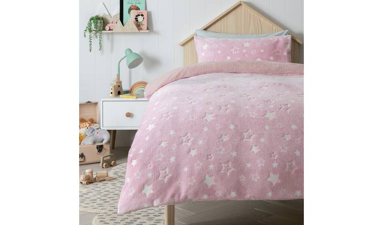 Buy Argos Home Glow in The Dark Fleece Pink Bedding Set Single Kids bedding Argos