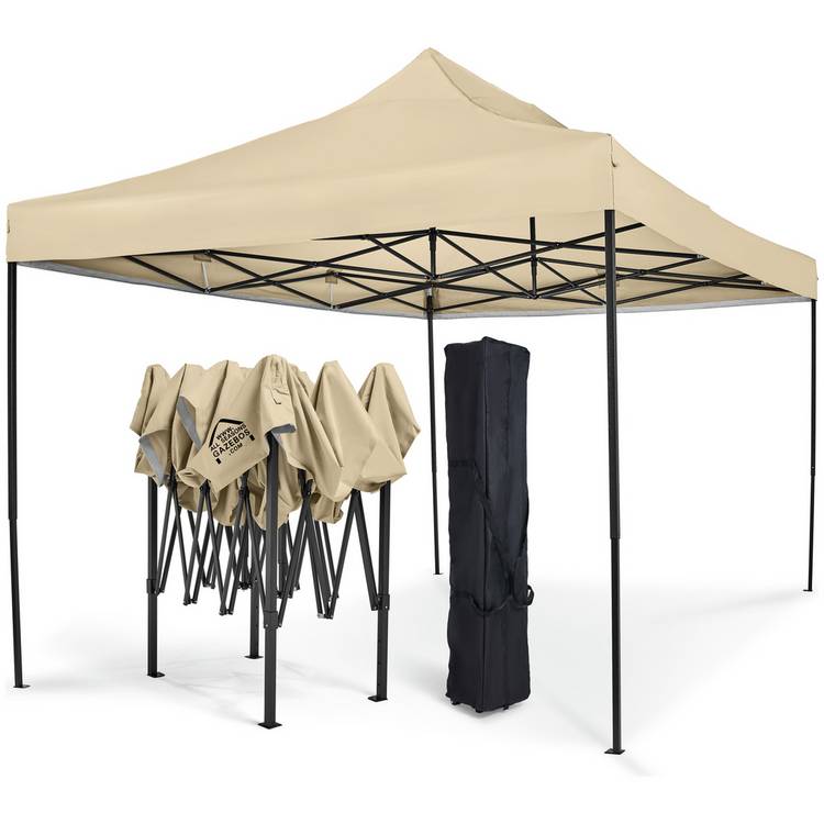 All Seasons 3m x 4.5m Pop Up Garden Gazebo - Beige 0
