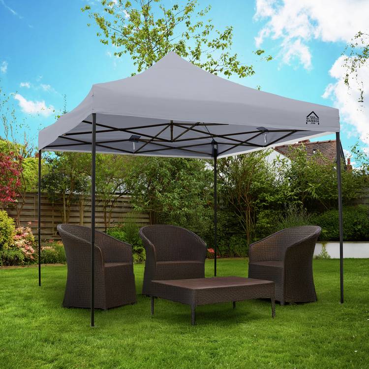 All Seasons 3m x 3m Pop Up Garden Gazebo - Metallic Grey 0