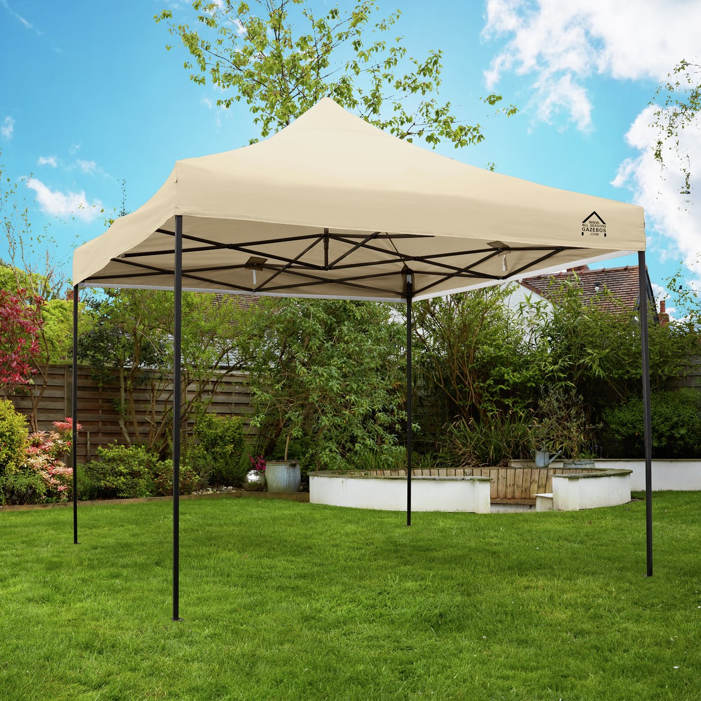 All Seasons 3m x 3m Garden Pop Up Gazebo - Beige