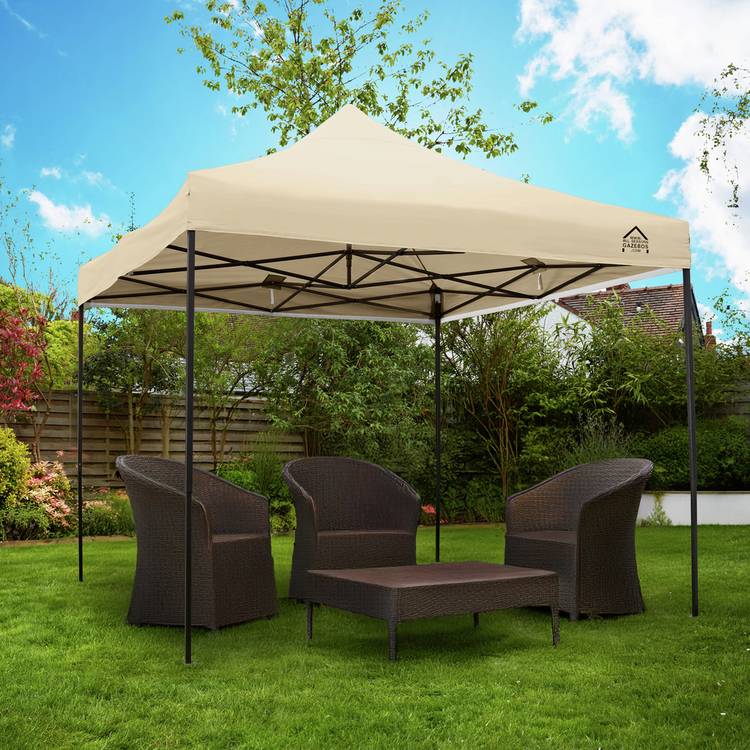 All Seasons 3m x 3m Pop Up Garden Gazebo - Beige 0