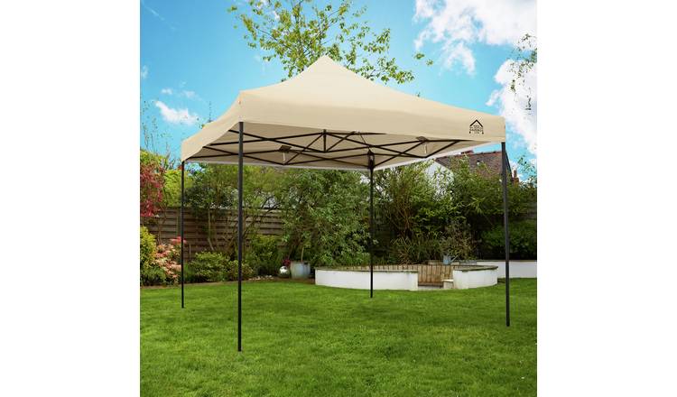 All Seasons 3m x 3m Pop Up Garden Gazebo & Side Panels-Beige