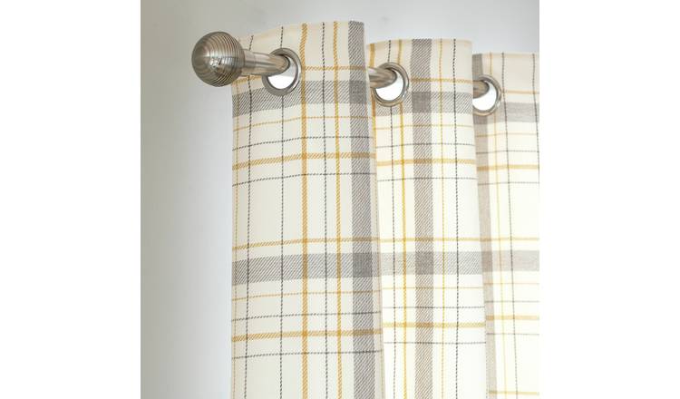 Buy Habitat Classic Check Fully Lined Eyelet Curtain - Grey | Curtains ...