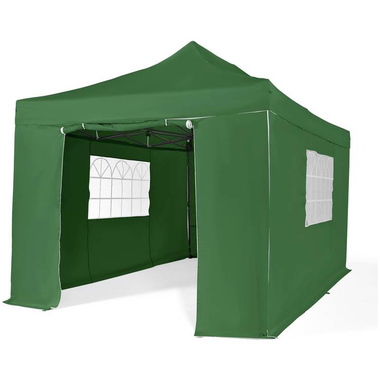 All Seasons 3mx4.5m Pop Up Garden Gazebo & Side Panels-Green 0