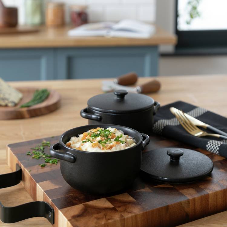 Habitat 2 Piece Stoneware Mini Casserole Dish - Black 0