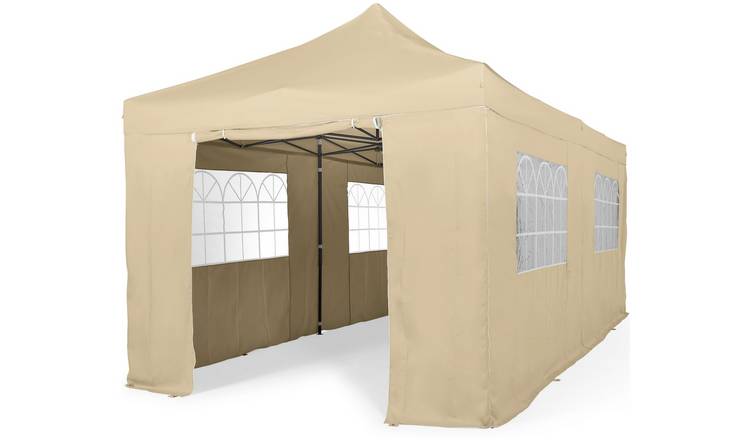 All Seasons 3m x 6m Pop Up Garden Gazebo & Side Panels-Beige