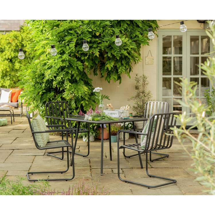 Habitat Indu 4 Seater Metal Patio Set - Black 0