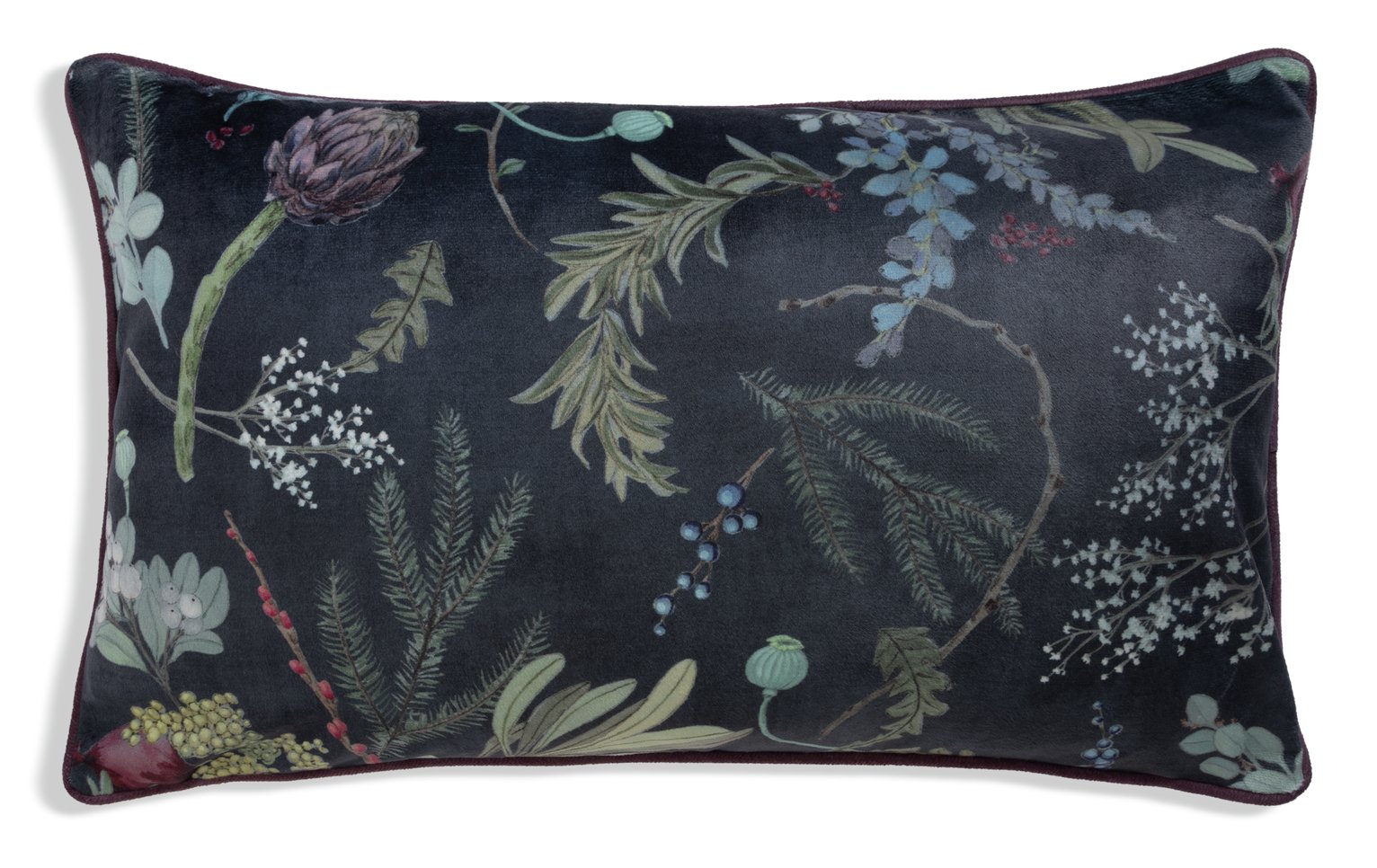 Habitat Velvet Bouquet Print Cushion-Multi-30x50cm