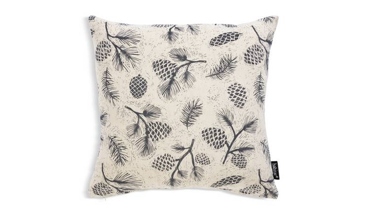 Buy Habitat Pinecone Print Cushion Grey 43x43cm Argos